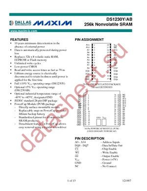 DS1230AB-120IND+ datasheet  